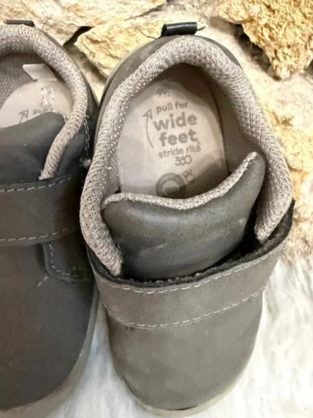 Stride Rite 360 Gray Wide Fit Toddler Shoes Hook and Loop Sneakers